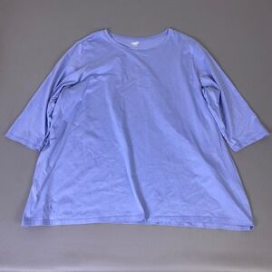 Lands End Tunic Shirt Womens Plus Size 3X Periwinkle Blue 3/4 Sleeve 100% Cotton